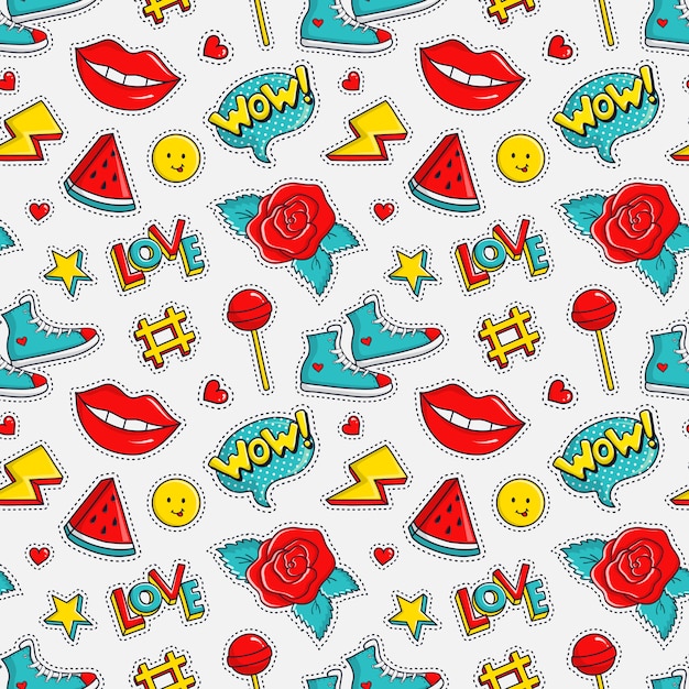 seamless pattern with colorful patches.