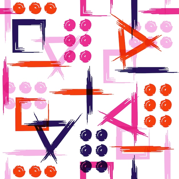 Бесшовный рисунок с красочным узором абстрактных геометрических кистей