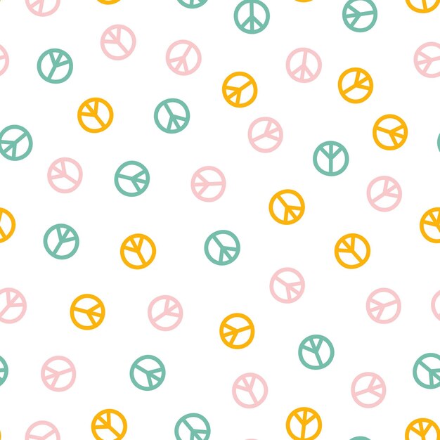 Seamless pattern with colorful peace symbols