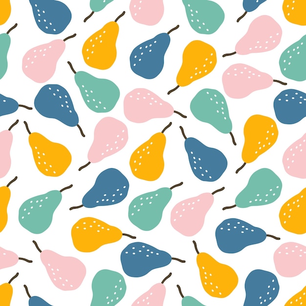 Seamless pattern with colorful pear