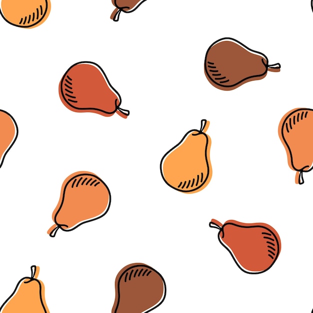 Seamless pattern with colorful pears