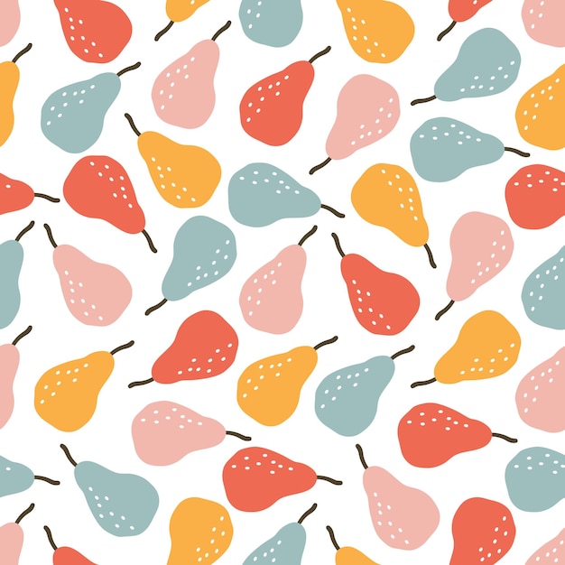 Seamless pattern with colorful pears