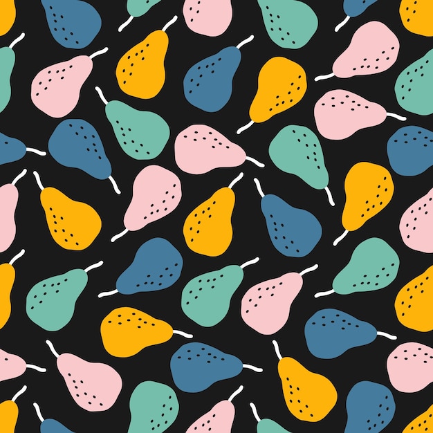 Seamless pattern with colorful pears