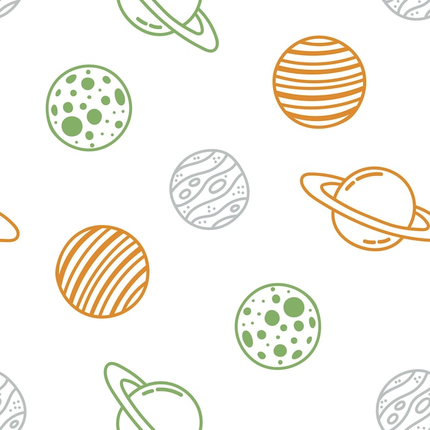 Seamless pattern with colorful planet