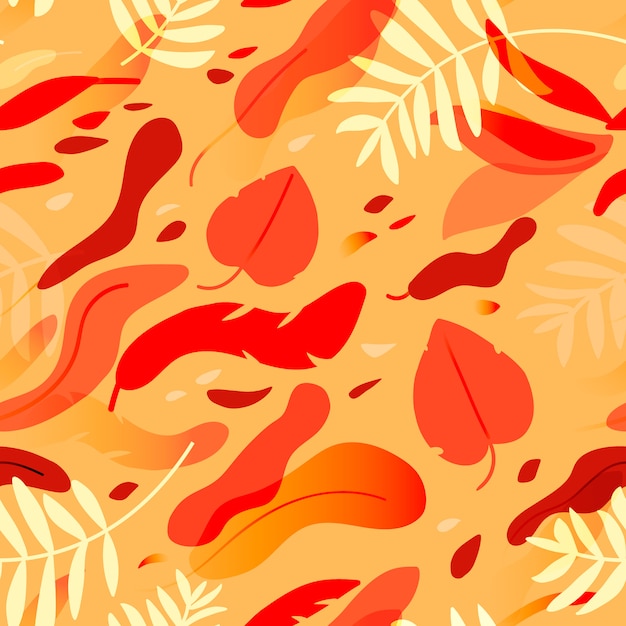 カラフルな赤と黄色の葉のシームレスパターン