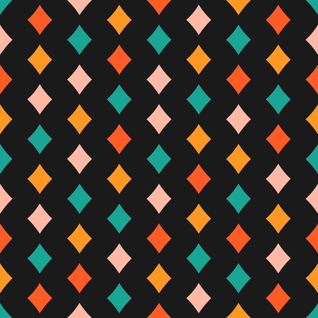 Seamless pattern with colorful rhombuses and black background