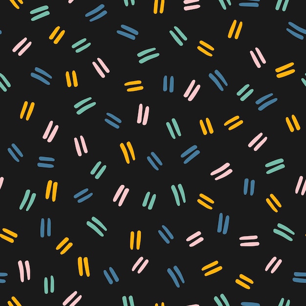 Seamless pattern with colorful small lines and black background