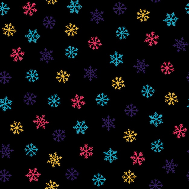Seamless pattern with colorful snowflakes