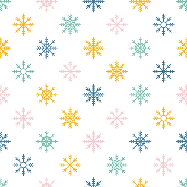 Seamless pattern with colorful snowflakes