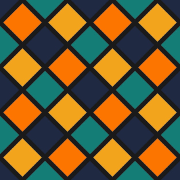 Seamless pattern with colorful squares and black background