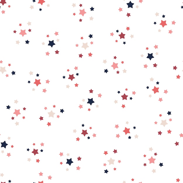 カラフルな星と白い背景とのシームレスなパターン