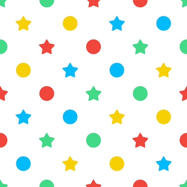 Seamless pattern with colorful stars and circles