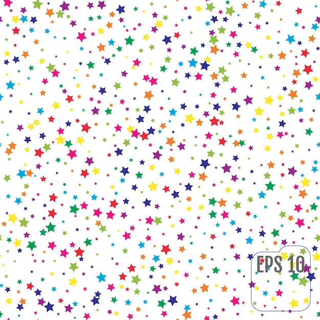 Seamless Pattern with Colorful Stars. Color stars Confetti celebration.  Starry Pattern. Festival decor. Vector illustration