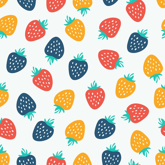 Seamless pattern with colorful strawberries