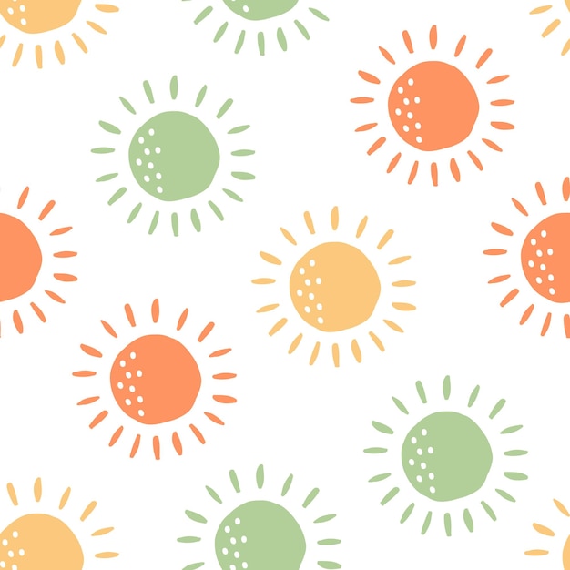 Seamless pattern with colorful sun