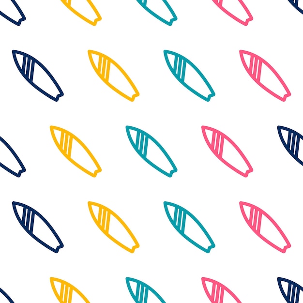 Seamless pattern with colorful surfboard