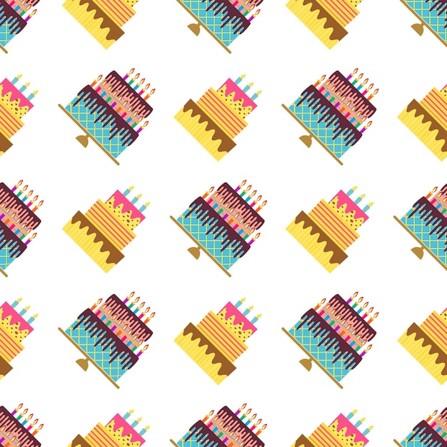 Vector seamless pattern with colorful sweet cakes