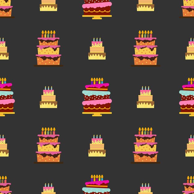 Seamless Pattern with colorful sweet cakes