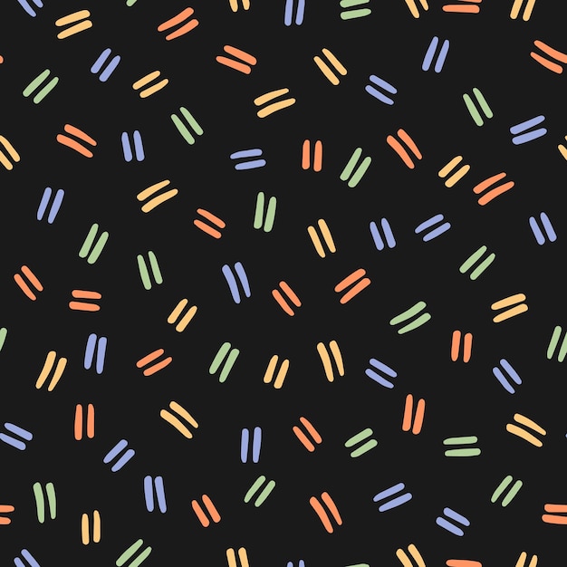 다채로운 작은 선과 검정색 배경이 있는 매끄러운 패턴
