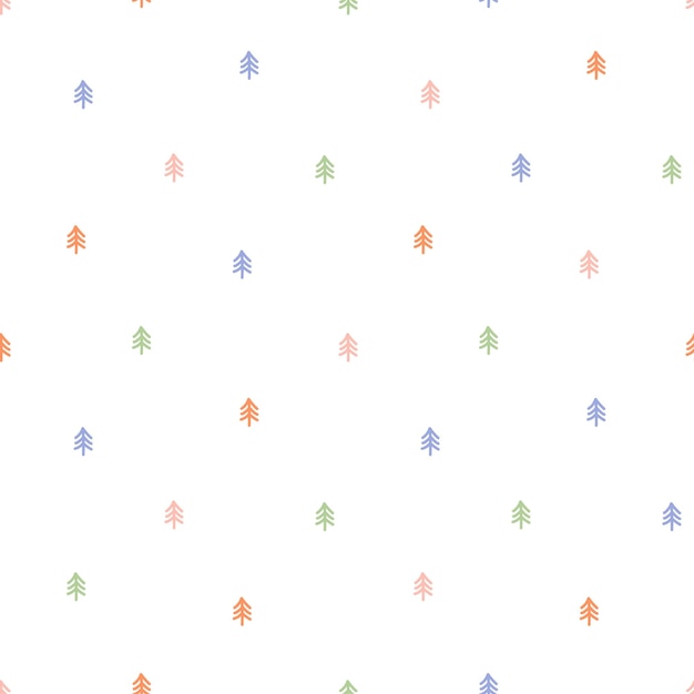 Seamless pattern with colorful tree