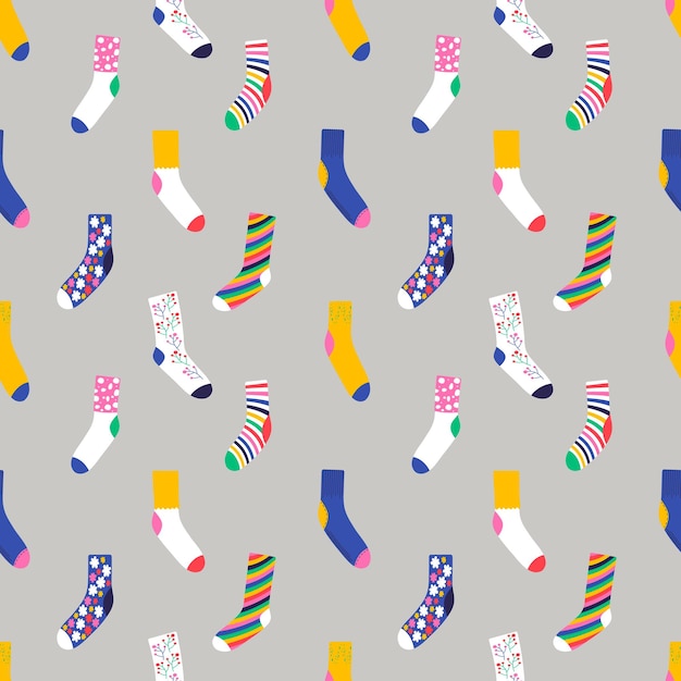 Seamless pattern with colorful trendy socks vector illustration