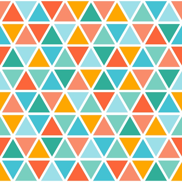 Seamless pattern with colorful triangles. Retro geometric seamless pattern.