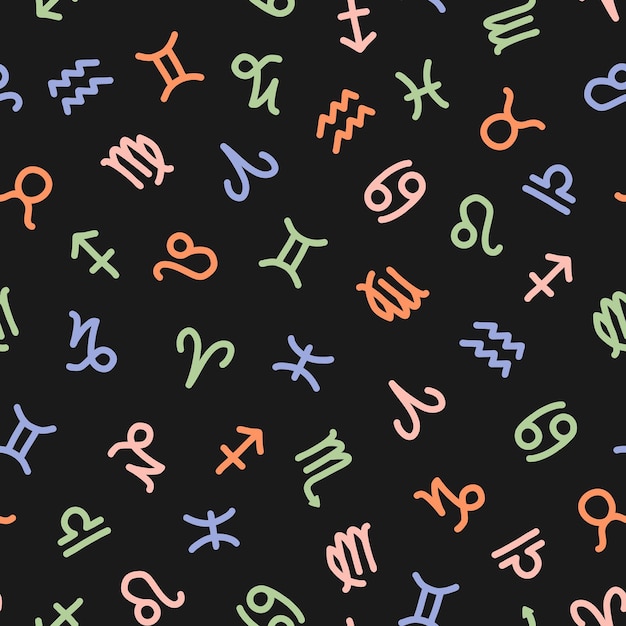 Seamless pattern with colorful zodiac