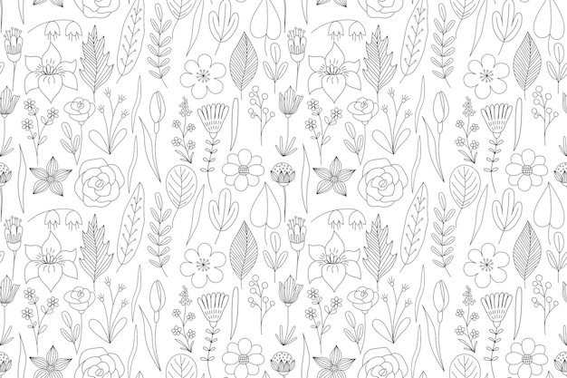 Seamless pattern with colors in the style of line art