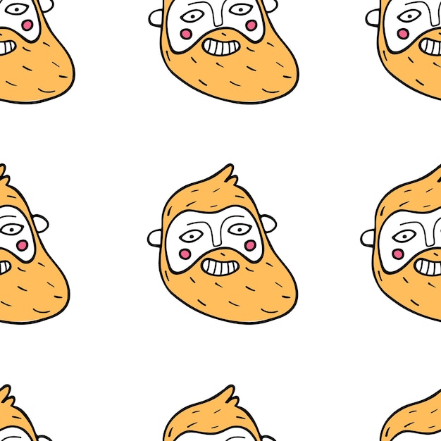 seamless pattern with comic human faces