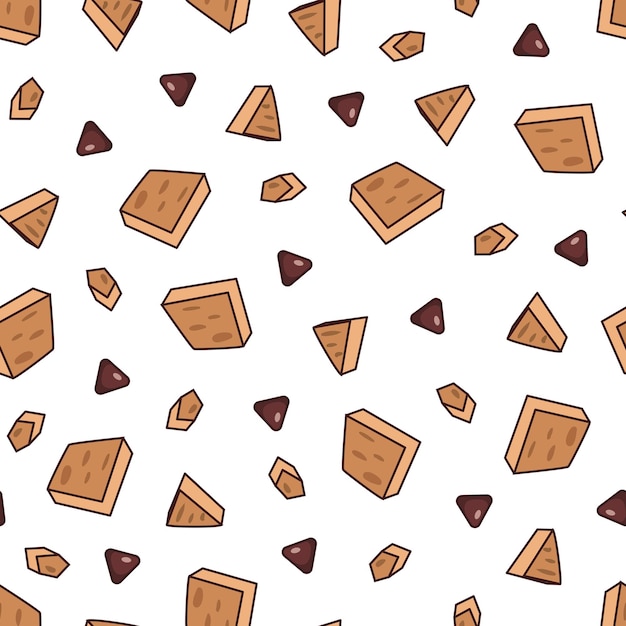 Seamless pattern with cookie pieces and chocolate chips