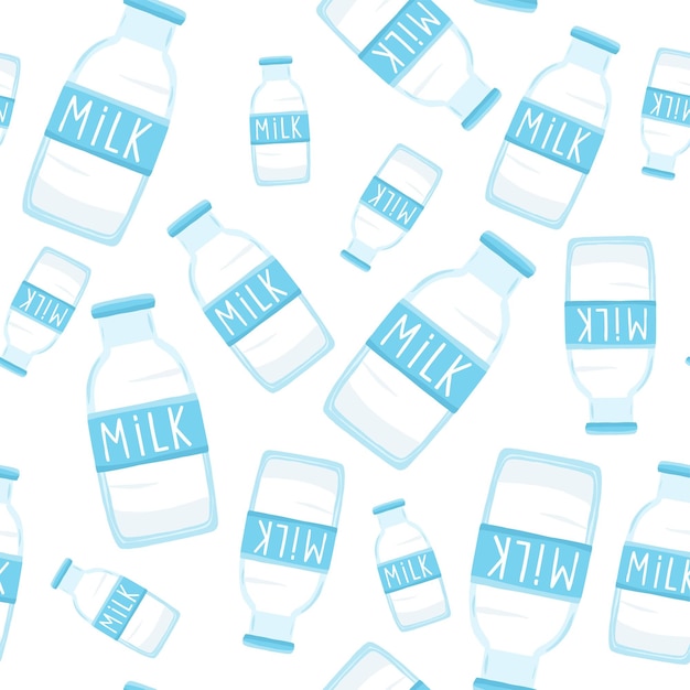 Seamless pattern with cow milk bottle