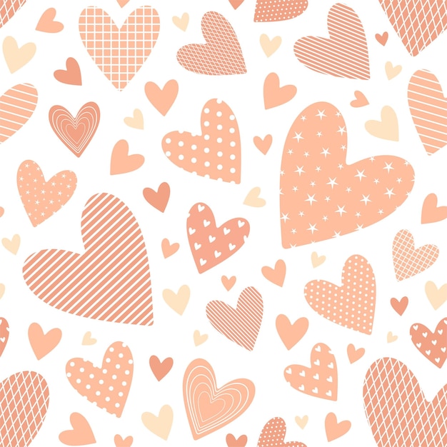 Seamless pattern with creative hearts.Romantic background. Happy Valentine's day vector illustration