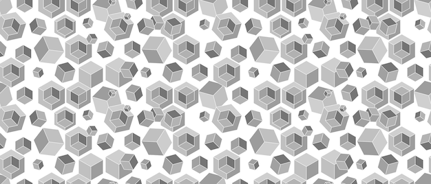 Seamless pattern with cubic structure greyscale Endless cubic background Isometric repeatable backdrop