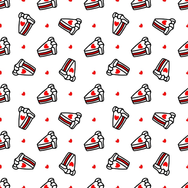 Бесшовный узор с кексами с сердечками. Векторная иллюстрация. Дизайн ко Дню Святого Валентина