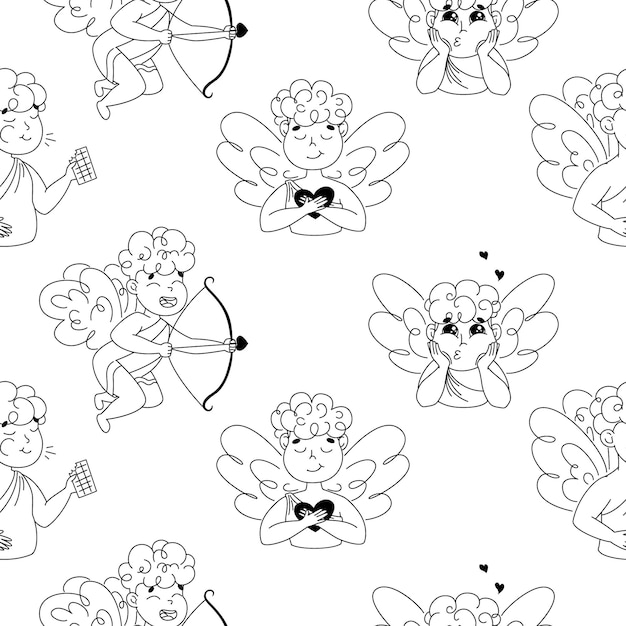 A seamless pattern with cupid and arrow.