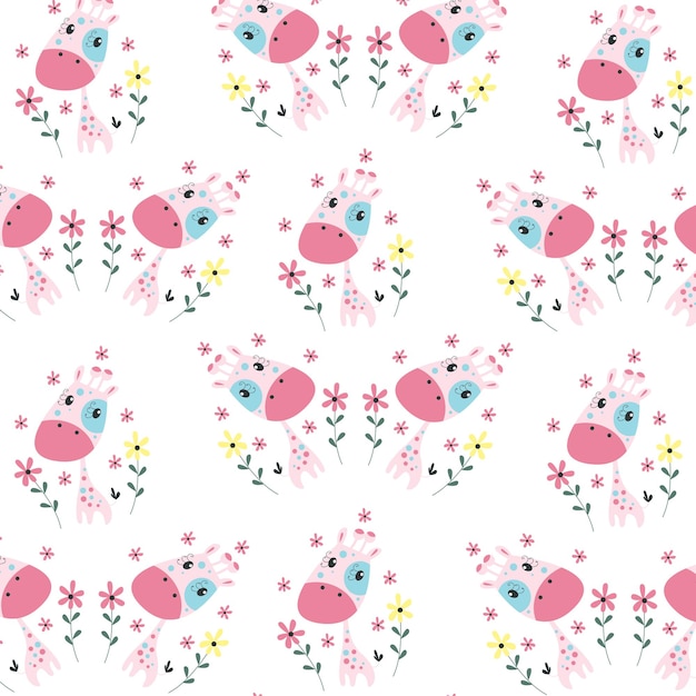 Seamless pattern with cute animal cartoons perfect for wrapping paper and decoration