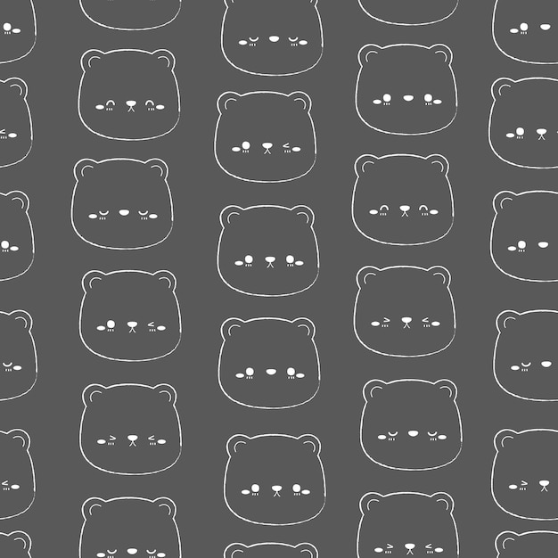 Seamless pattern with cute bear head