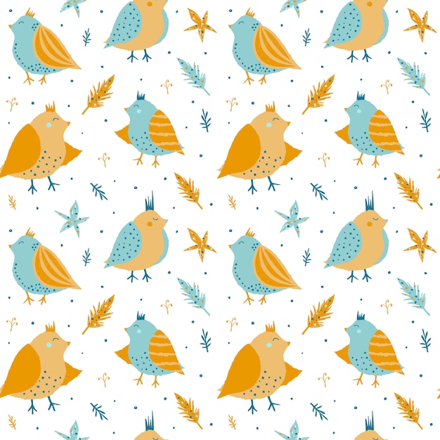 Seamless pattern with cute birds.