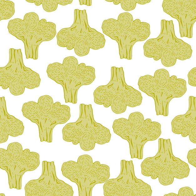 seamless pattern with cute broccoli.