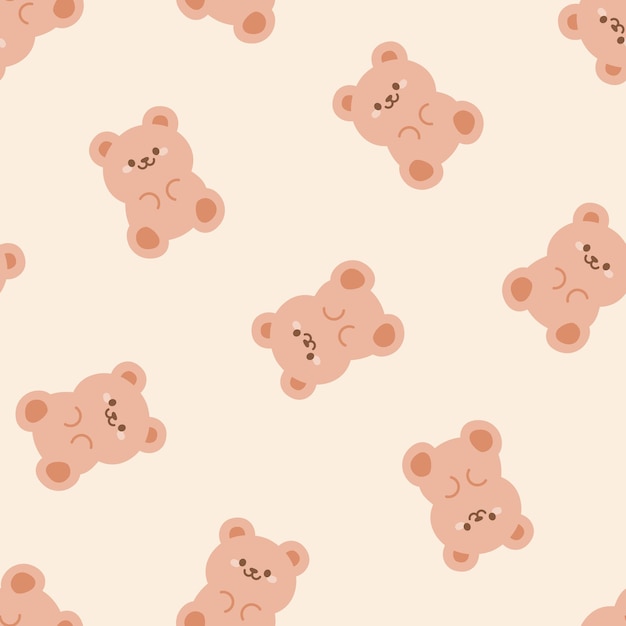 Seamless pattern with cute brown bears