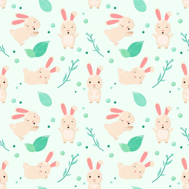 Seamless pattern with cute bunnies Cartoon design