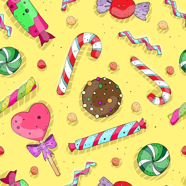 seamless pattern with cute candies