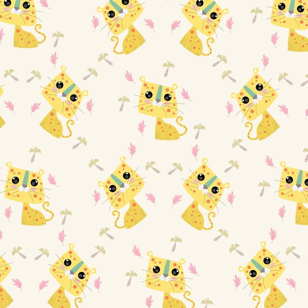 Seamless pattern with cute cartoon animals perfect for wallpaper