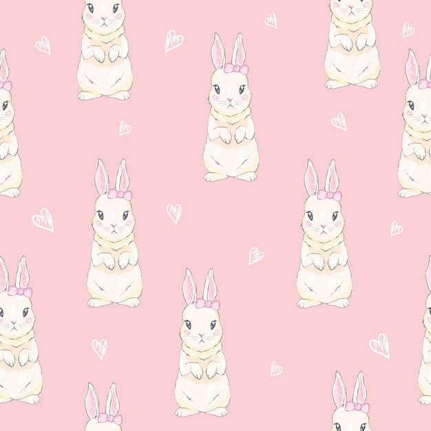 Seamless pattern with cute cartoon bunny. baby pattern.