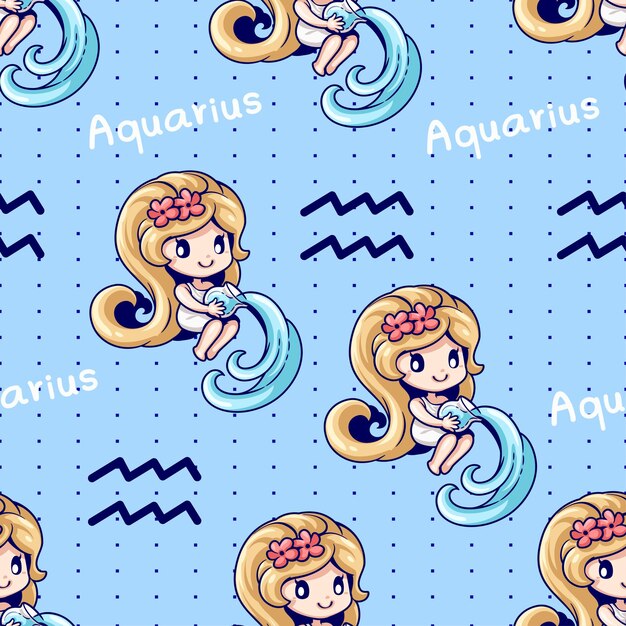 Seamless pattern with cute cartoon mermaids Vector illustration