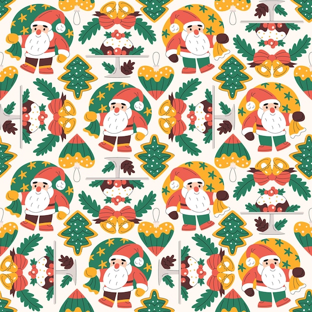 Seamless pattern with cute Christmas elements