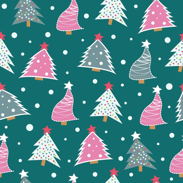 Seamless pattern with cute Christmas trees Pattern for Christmas or New Year