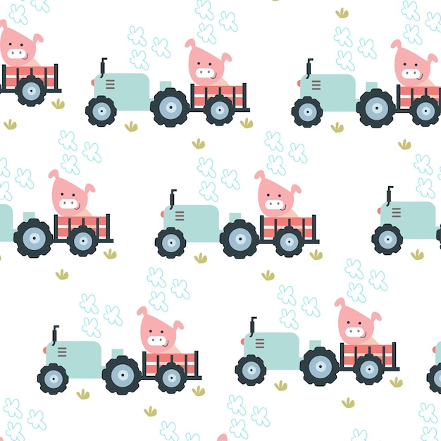 Seamless pattern with cute colorful cars perfect for wrapping paper