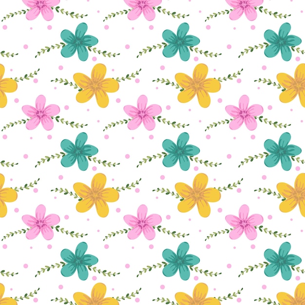 Seamless pattern with cute colorful flowers. Beautiful background, textile and scrapbooking. Vector illustration.