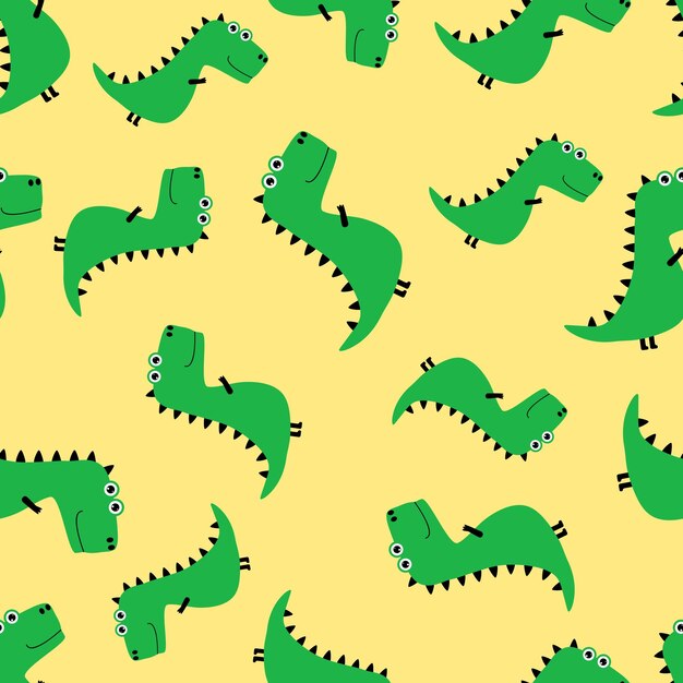 Seamless pattern with cute dinosaurs Children's wallpaper with dino Children's textiles clothes